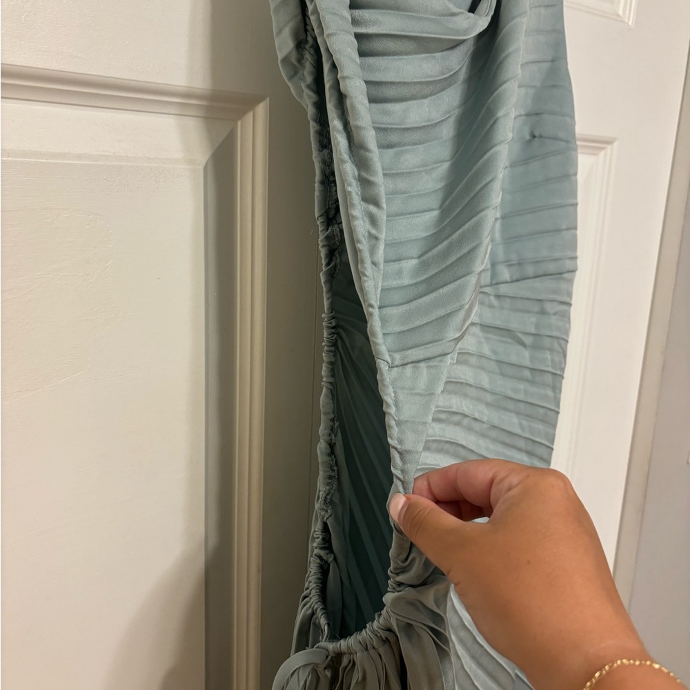 One Shoulder Light Blue Dress with side cutout
